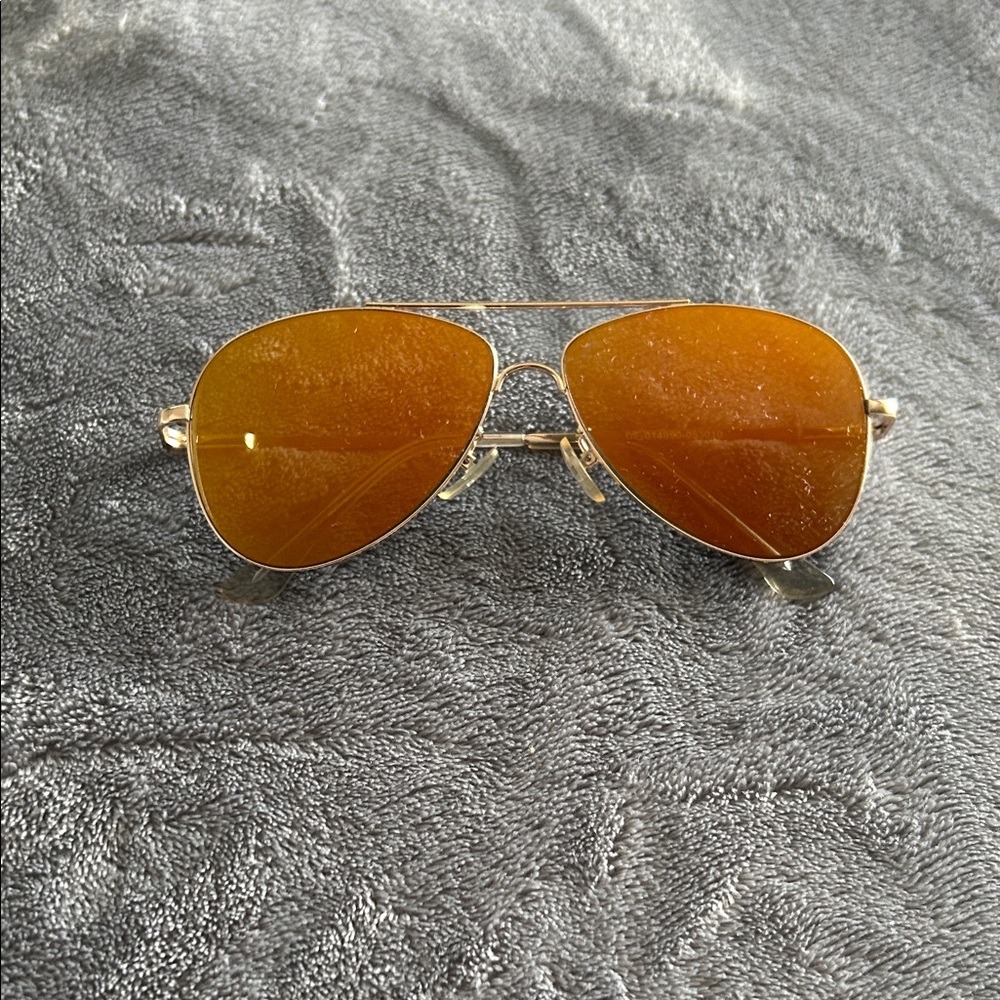 Gold Aviator Sunglasses with Orange Lenses